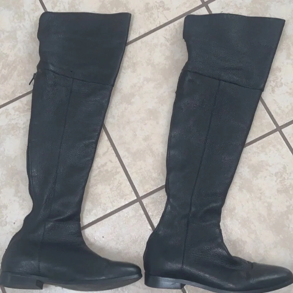 Leather Black Over-the-Knee Boots Seychelles free people 6 boho casual fall $150